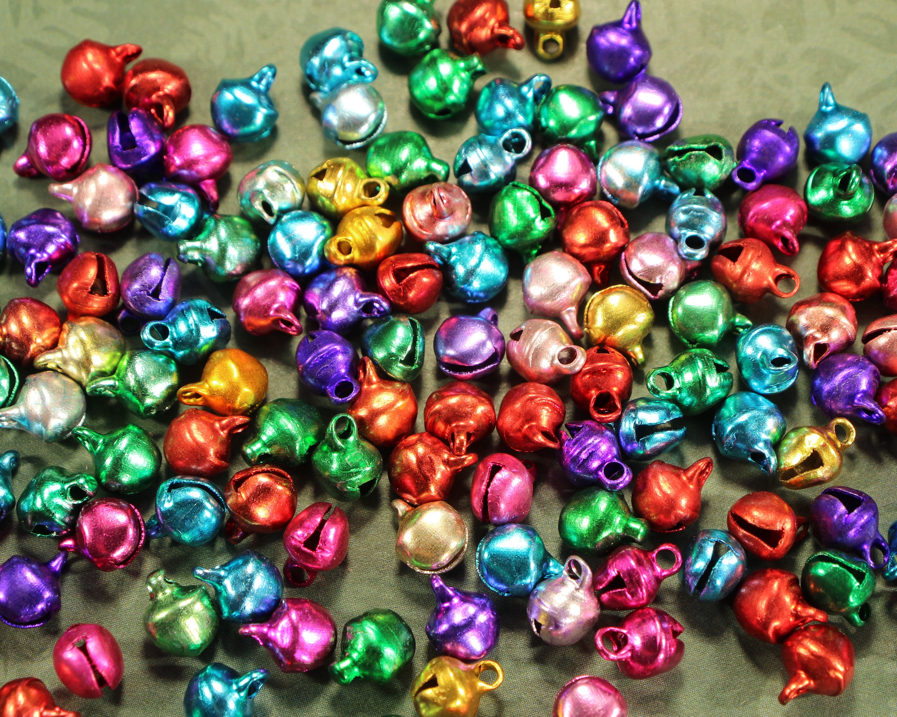 Craft Bells 100 Jewel Colour 6mm Mini Jingle Bells 