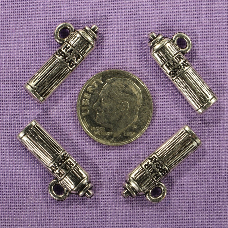 0267 Hairspray Can 22mm Antique Silver Tone 3D Beautician Charms
