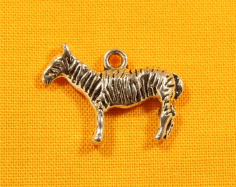 May include: A gold-colored metal charm in the shape of a zebra. The charm has a loop at the top for attaching to a necklace or bracelet.