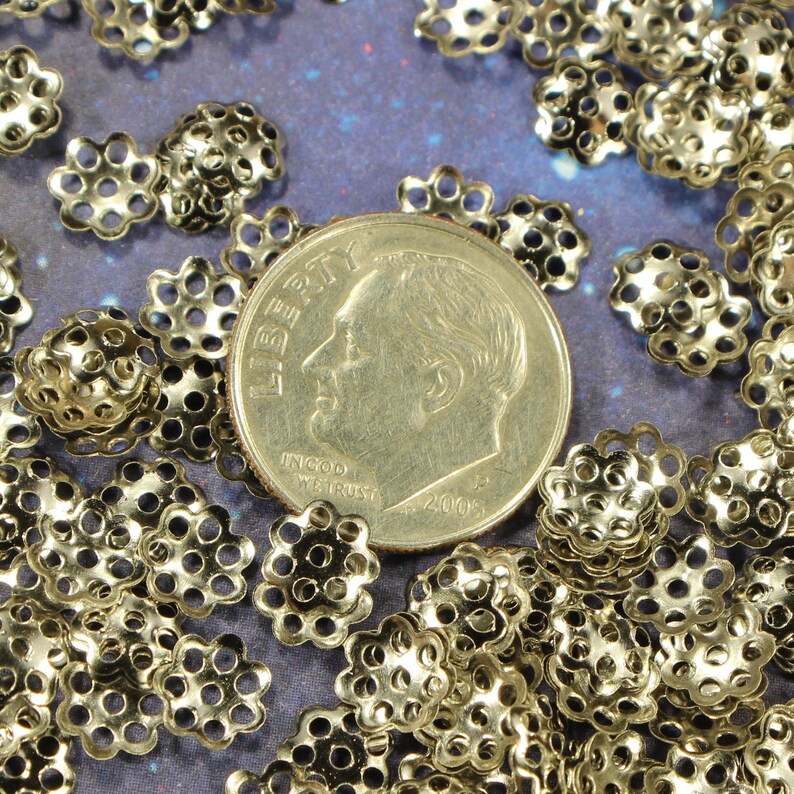 0985 Honeycomb Design 6mm Metal Alloy Silver Tone Single Sided Bead Caps