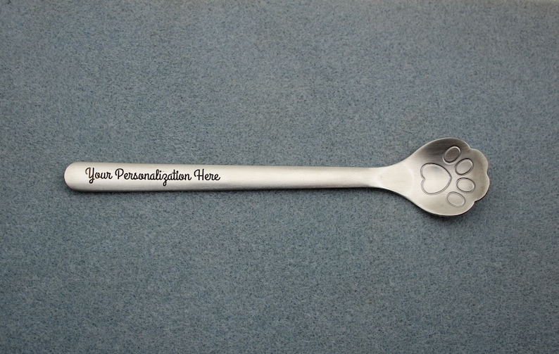 Personalized Paw Print Stir Spoon 5 7/8 SUS 304 Stainless Steel Custom Laser Engraved Utensils L0066 image 2