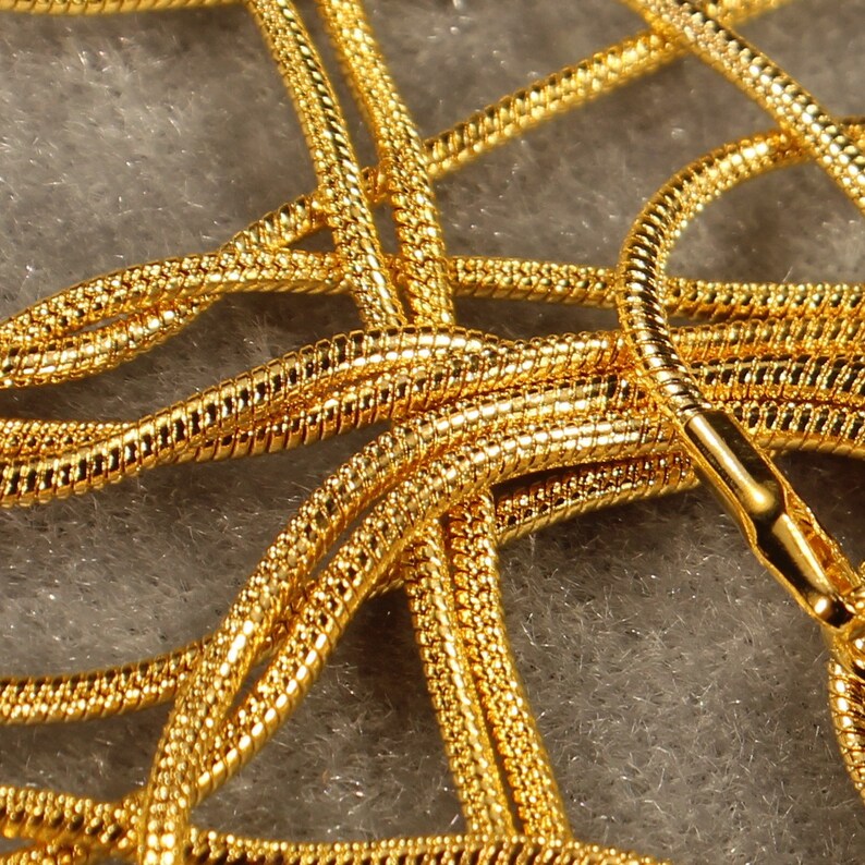 18 Gold Plated Copper and Iron Based 1mm Snake Chain with 12mm Lobster Clasp Necklace 0436