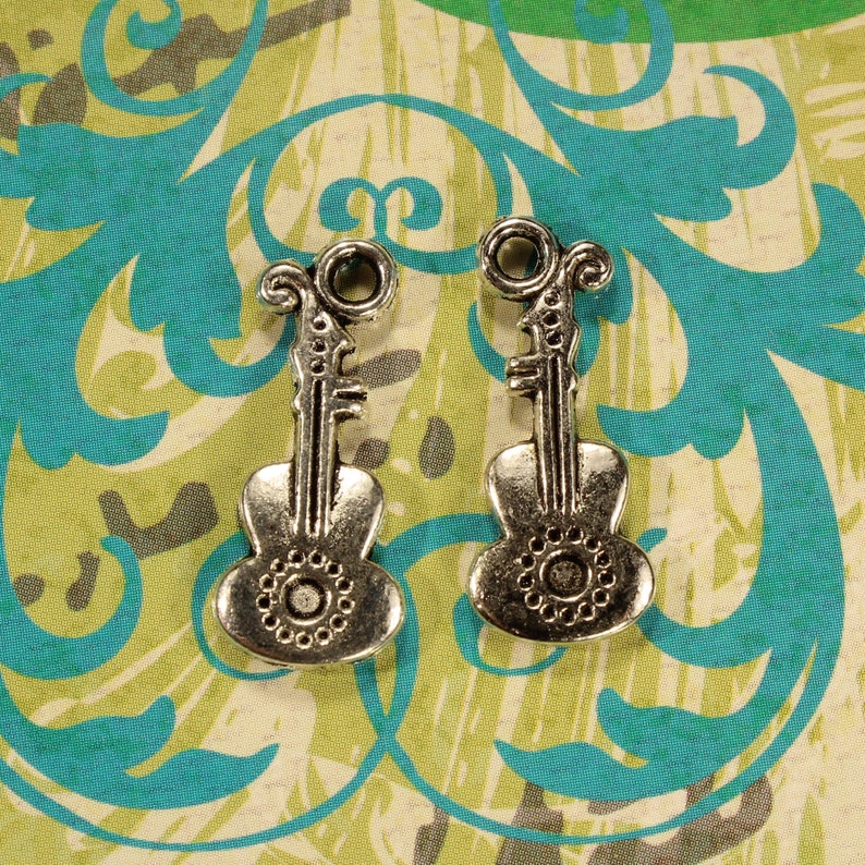 Classical Guitar 21mm Antique Silver Tone Double Sided Music Charms 0720 image 4