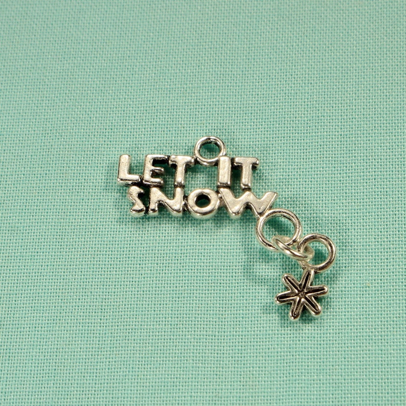Let It Snow 28mm Word Charm Antiqu 2021 new with Gifts Snowflake Accent Hanging