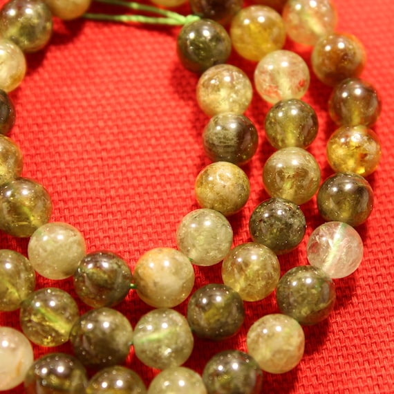 6mm Green Garnet Natural Gemstone Polished Jewelry Making Individual and Strand Craft Beads - 0315