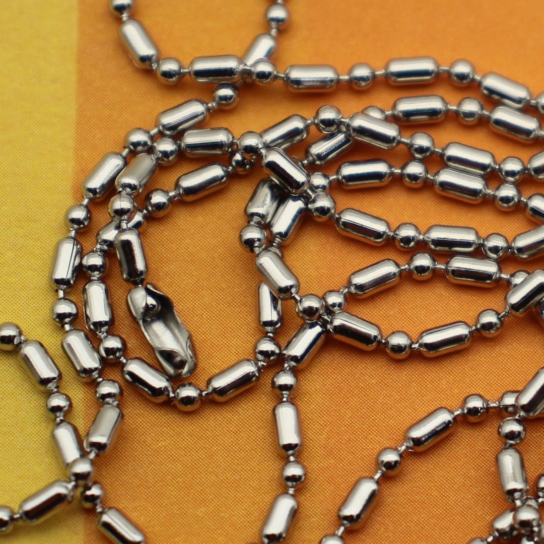 24 Stainless Steel Ball and Link Chain Necklace With 5mm Connector 0300