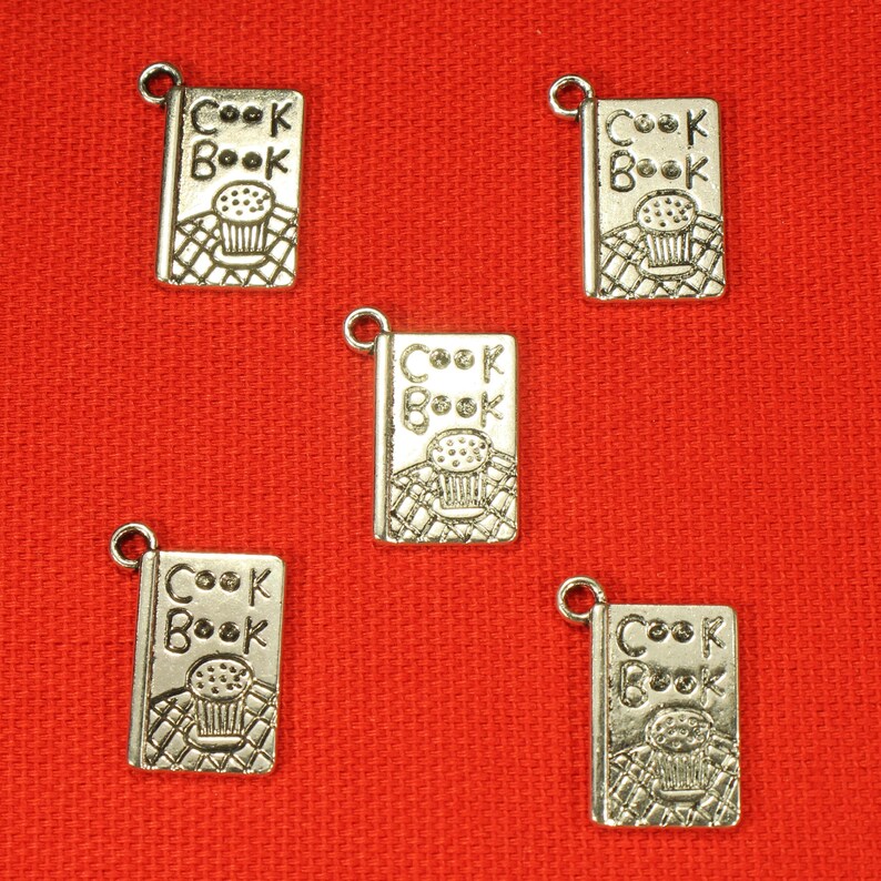 Cookbook 19mm Antique Silver Tone Single Sided Cooking Charms - 0694 - Etsy