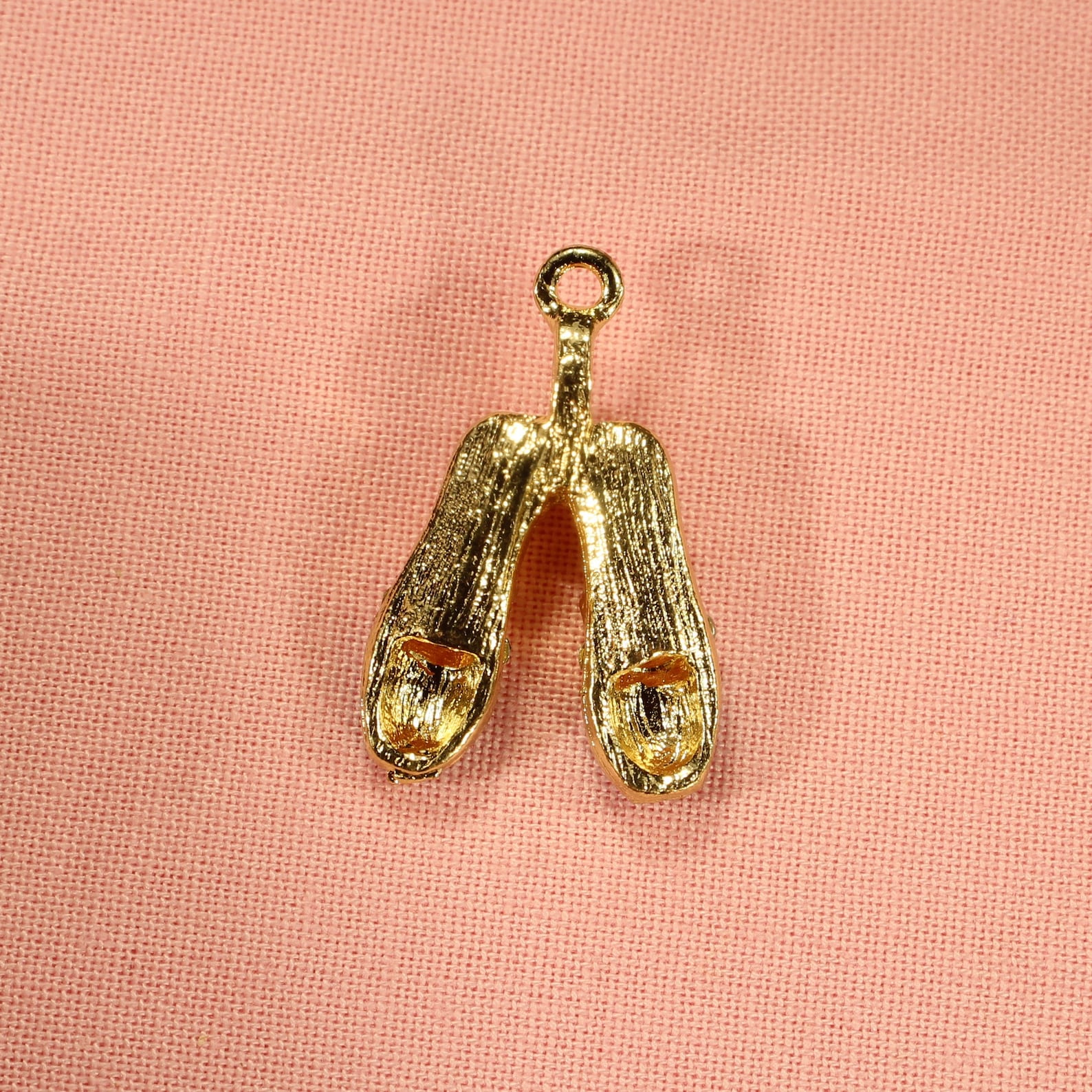 ballet shoes 26mm gold plated, rhinestone and light blue enamel 3d dance charms - 0422