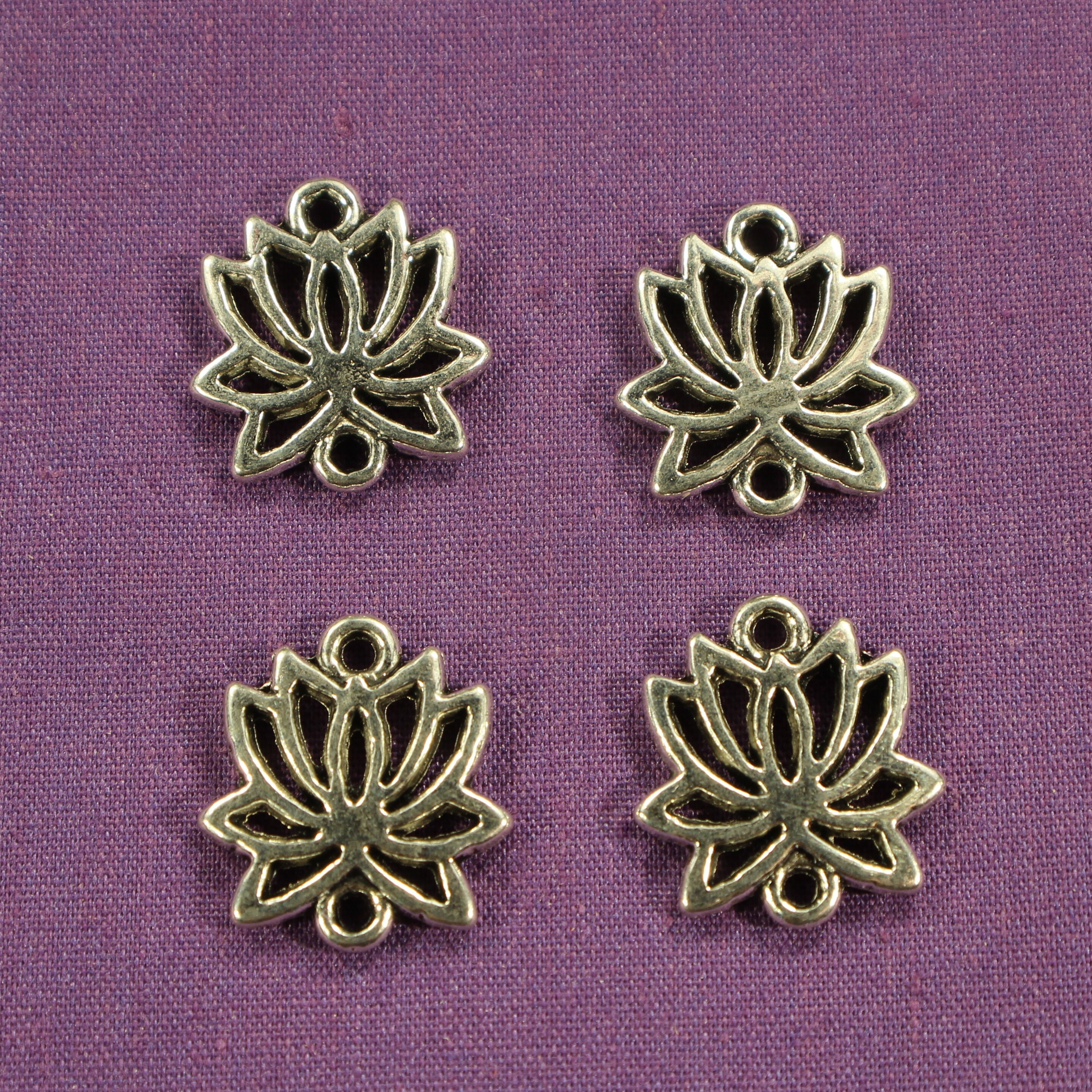 Lotus Charms – 16mm Antiqued Silver Plated Connectors – Xanadu Designs (10, 20, Or 50 Pieces)