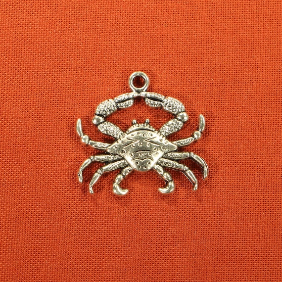 Cancer Sign silver tone metal 25mm 8 Crab Charms Crustacean