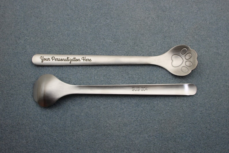 Personalized Paw Print Stir Spoon 5 7/8 SUS 304 Stainless Steel Custom Laser Engraved Utensils L0066 image 3