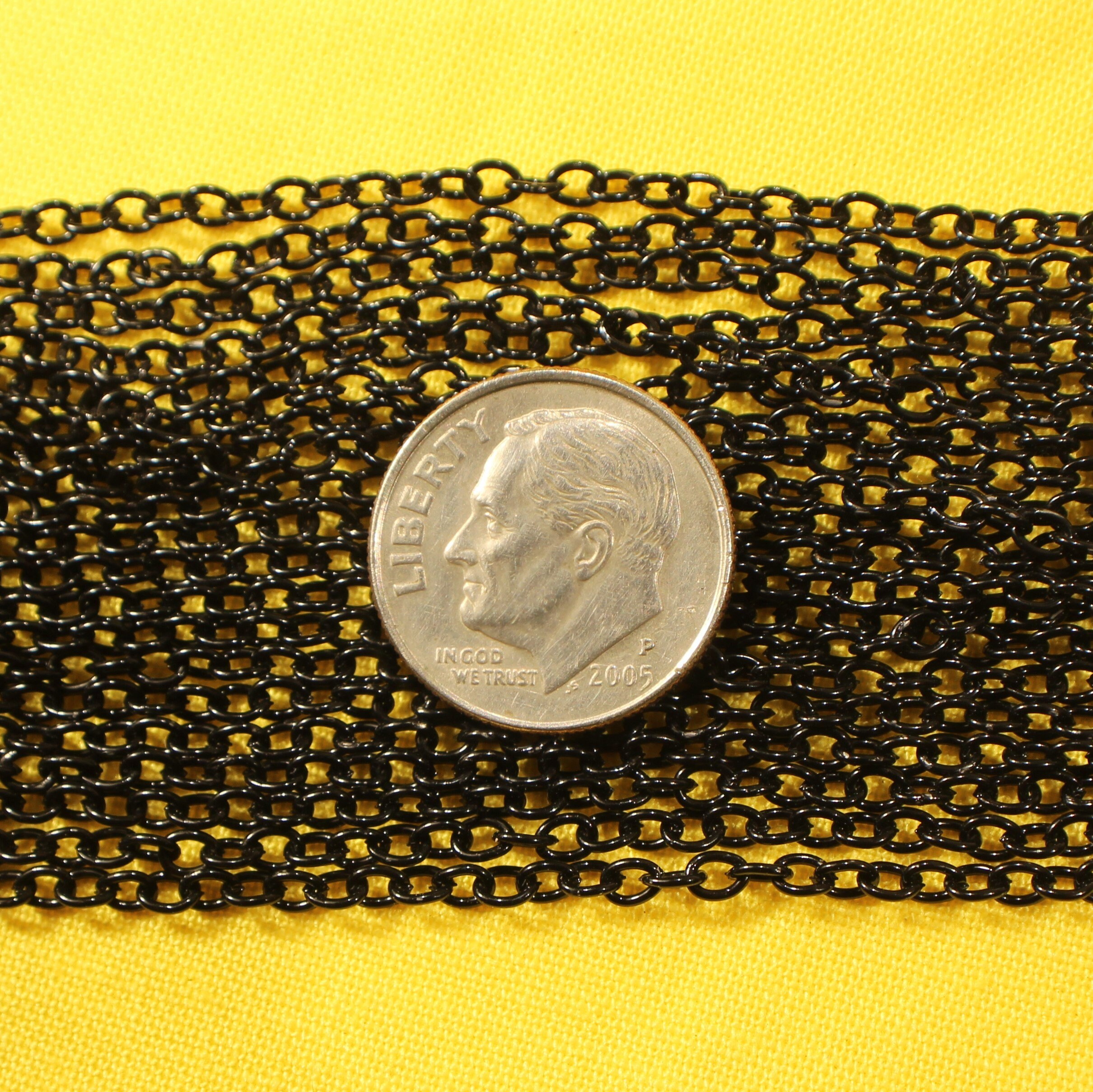 ブラック 3 mm x 2.5 mm ケーブルリンク 鉄系合金チェーン 