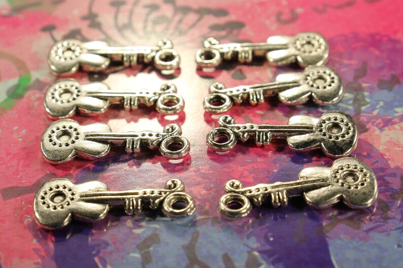 Classical Guitar 21mm Antique Silver Tone Double Sided Music Charms 0720 image 10
