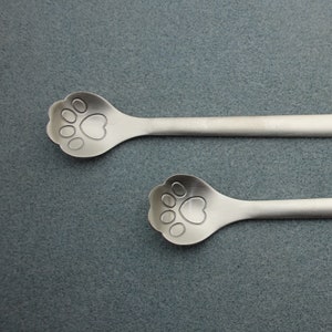 Personalized Paw Print Stir Spoon 5 7/8 SUS 304 Stainless Steel Custom Laser Engraved Utensils L0066 image 4