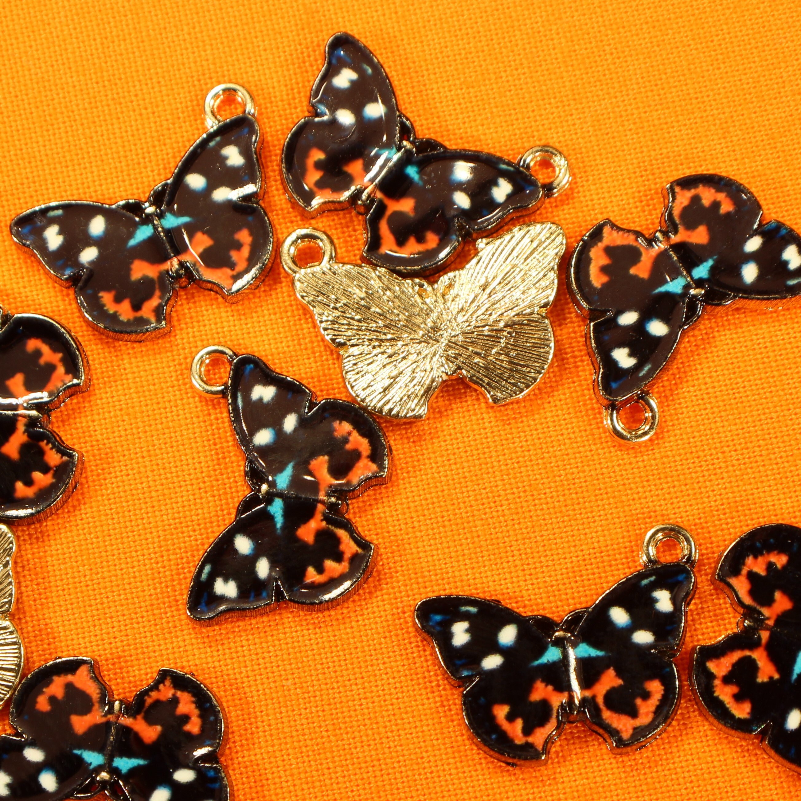 Butterfly 20mm Multi-colored Enamel and Gold Tone Single Sided - Etsy