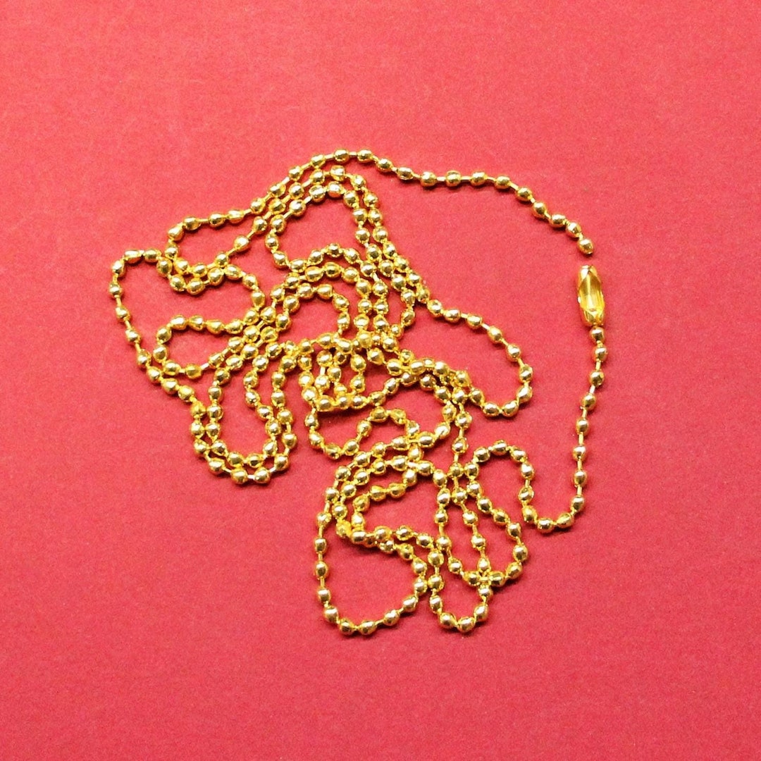 31 1/2" Gold Plated Zinc Based Alloy 2mm Ball Chain Necklace With 7mm ...