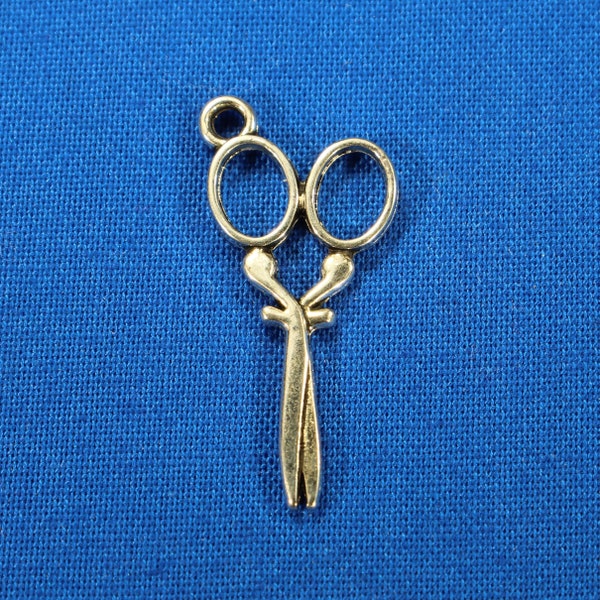 Simple Scissors 29mm Antique Silver Tone 3D Sewing Quilting Charms - 0389