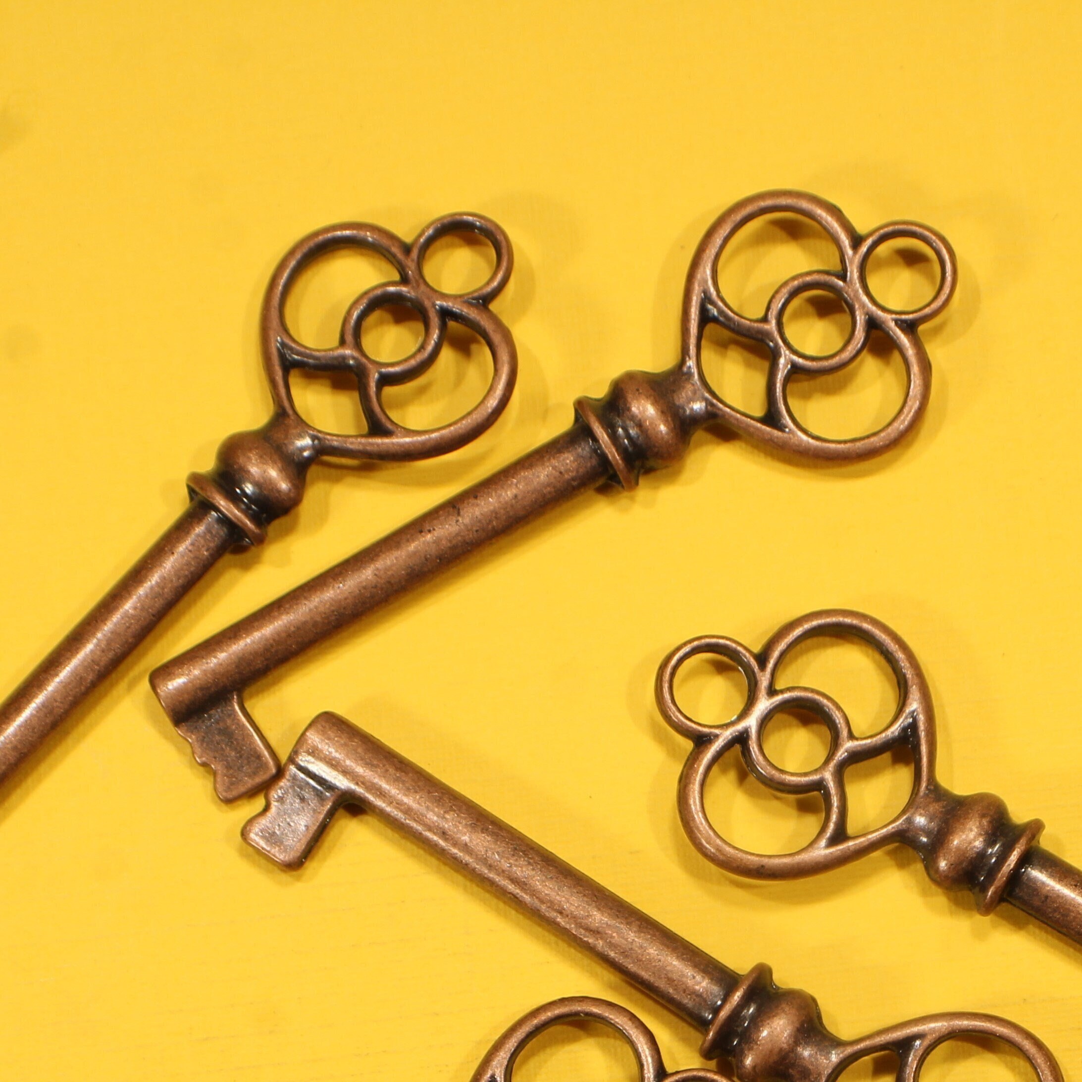 Key 61mm Antique Copper Tone Die Cut Double Sided Heart Love Charms ...