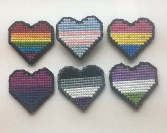 Pride Hearts Cross Stitch