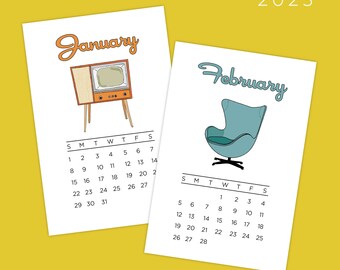 Calendário moderno de meados do século 2023 - 4"x6"