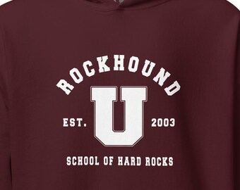 Rockhound U Pocket Hoodie, Vintage Geology Geologist, Rock Collector, Lapidary Gift, Gem Hunter Apparel, Mineral Lover, Outdoor Gear