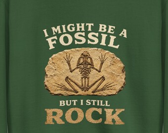 Frog Fossil Rock Pullover Sweatshirt, Rockhound Gift, Fossil Hunter Sweatshirt, Paleontology Apparel, Geology Lover
