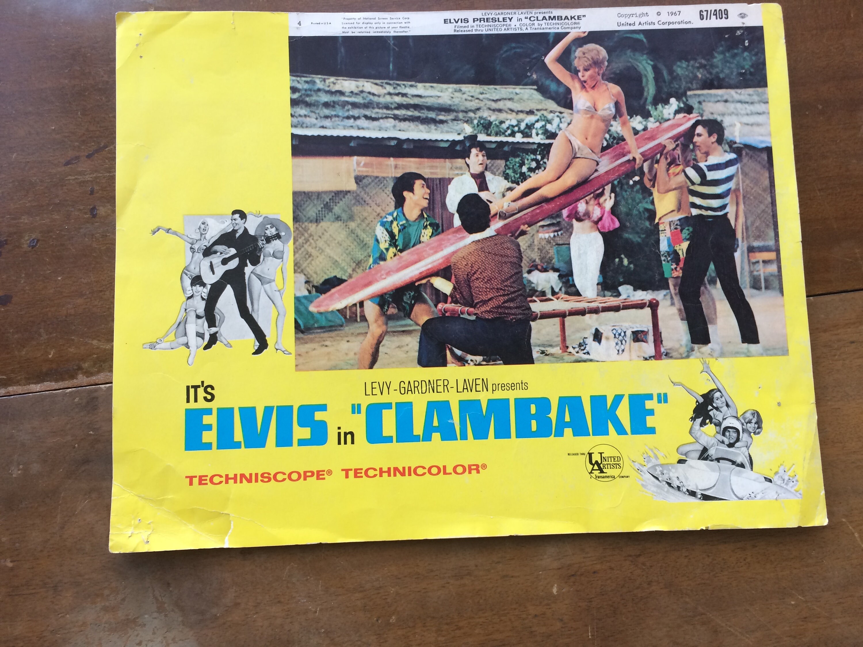 Original Elvis lobby card, "Clambake" movie, 11 x 14