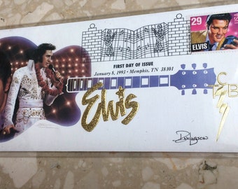 Elvis First Day of Issue envelope stamped in Tennessee, Colorful 29 cents stamp