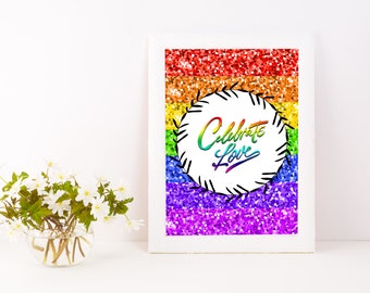 Celebrate Love Pride Phrase LGBTQ+ Downloadable Digital Art Poster