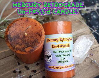 Mercury Retrograde Un-F#%@'d! Pillar Candle - Road Opener Cut and Clear Block Buster Aura Spiritual Cleanser Conjure Hoodoo Candle