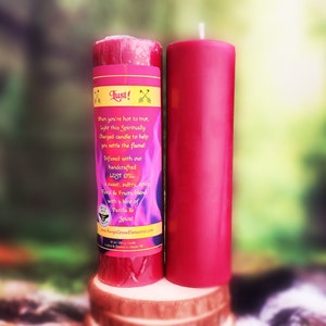 Lust Spiritually Charged Blessed Pillar Candle - Infused with our handcrafted Lust Oil! Hoodoo Voodoo Conjure Pagan Occult Spell Candle