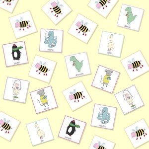 Jogo de memória animal bilíngue inglês sueco, animais, jogos para impressão, jogos educativos, memória animal, cartões de memória, download digital