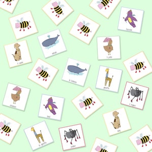 English Italian Bilingual Animal Memory Game, Animals, Printable Games, Educational Games, Animal Memory, Memory Cards, Digital Download