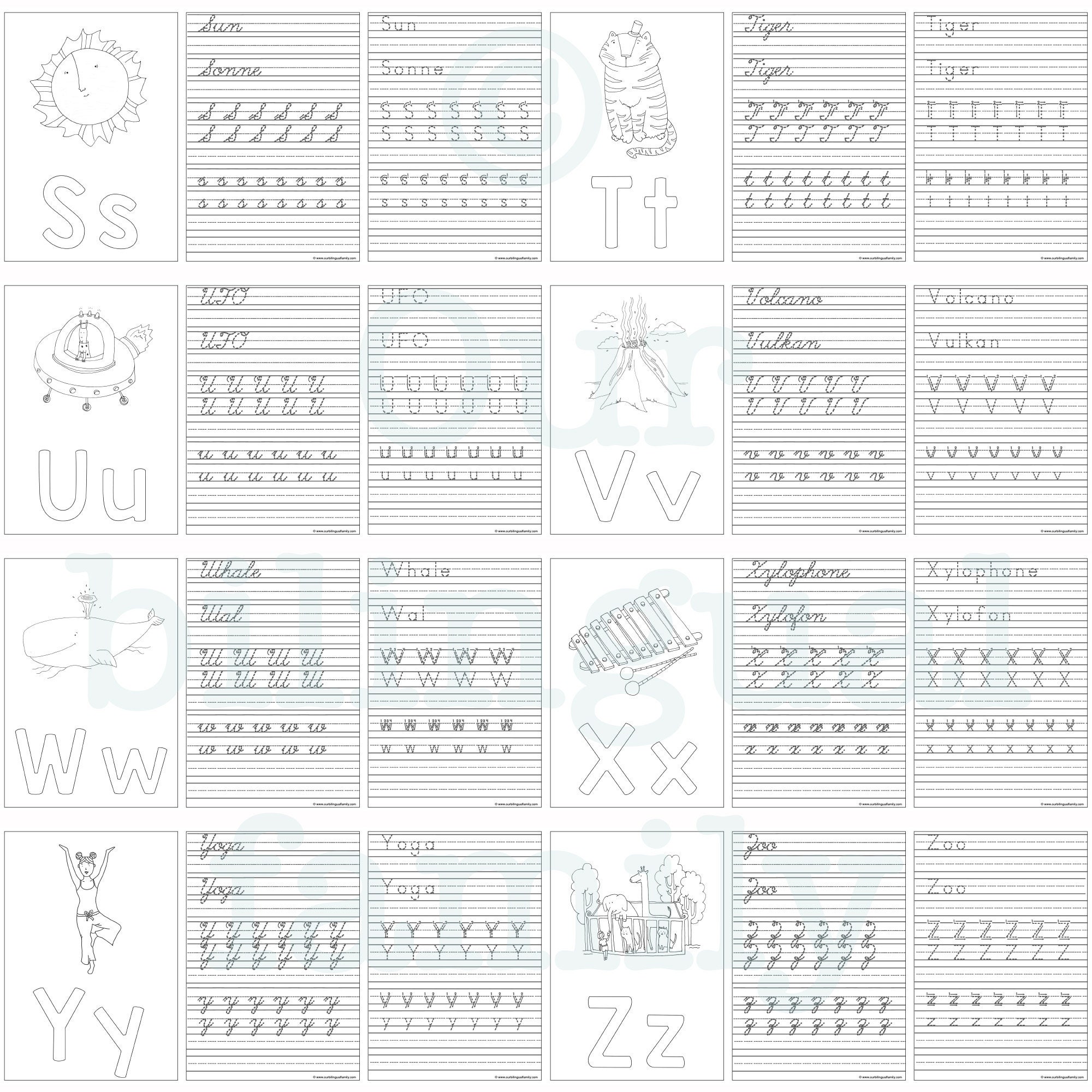 English German Learn To Write Bilingual Worksheets ABC | Etsy