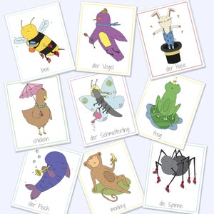 English German Bilingual Animal Flash Cards,  Printable Games, Educational Games, Animal Cards, Animal Flash Cards, Digital Download
