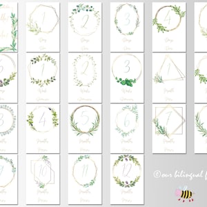 Cartes d'étape bilingues anglais espagnol pour bébé / Imprimable en téléchargement numérique / Cadeau de baby shower / Botanique / Cadre doré / Unisexe / 4 x 6 po