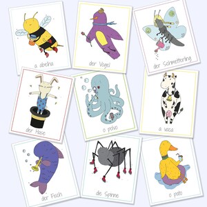 Deutsch Portugiesisch zweisprachige Tier Flash Karten, printable Spiele, Lernspiele, Tier Karten, Tier Flash Karten, digitaler Download