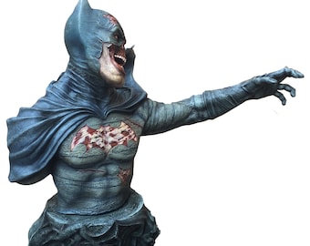 Bat Zombie Bust 1/3 Scale, Fiberglass Resin Horror Statue, Undead Superhero Design