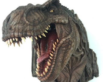 T-Rex 胸像 | 吊り下げ彫刻 / ジュラシックパーク | 超精巧な樹脂彫刻