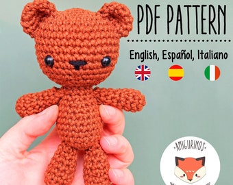 PDF Crochet Little Teddy Bear Amigurumi Pattern - Phototutorial in english, español, italiano