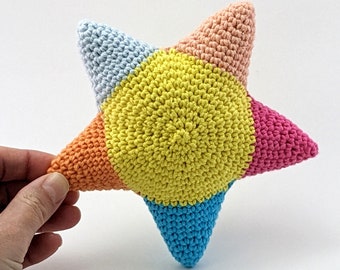 Crocheted STAR 100% cotton, Amigurumi soft toy plushie star, baby safe / pet safe. Small size. Worldwide shipping