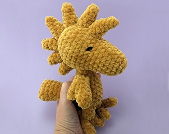 Crocheted Woodstock soft velvety microfiber yarn, Amigurumi chenille soft toy plushie Woodstock suitable for children. Worldwide shipping