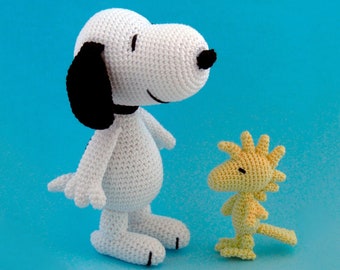 Amigurumi de crochê do Snoopy e Woodstock: brinquedo de pelúcia 100% algodão, seguro para bebês
