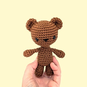 Crocheted Brown Teddy Bear 100% cotton. Amigurumi soft toy teddy bear suitable for children3. Small size. Worldwide shipping image 1