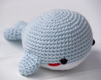 Crocheted Chibi Blue Whale 100% cotton customizable. Amigurumi soft toy whale suitable for children>3. Small size