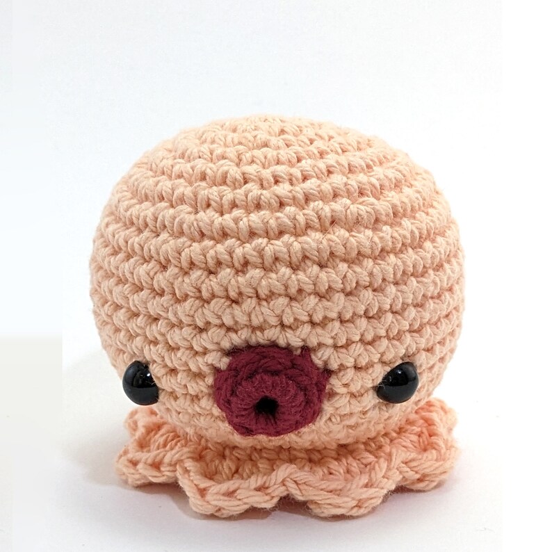 Crocheted plush chibi Octopus 100% cotton, Amigurumi stuffed kawaii little Octopus. Small size. Worldwide shipping image 2