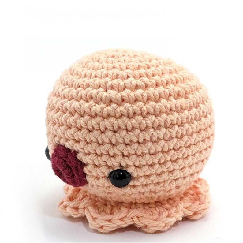 Crocheted plush chibi Octopus 100% cotton, Amigurumi stuffed kawaii little Octopus. Small size. Worldwide shipping image 1