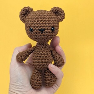 Crocheted Brown Teddy Bear 100% cotton. Amigurumi soft toy teddy bear suitable for children3. Small size. Worldwide shipping image 2
