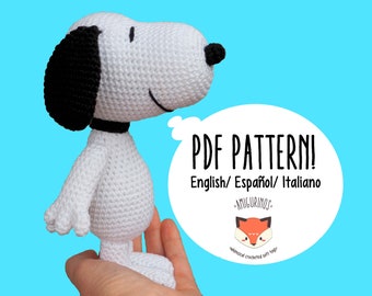 Snoopy amigurumi crochet pattern - Peanuts tribute - Detailed phototutorial in English, Spanish, Italian