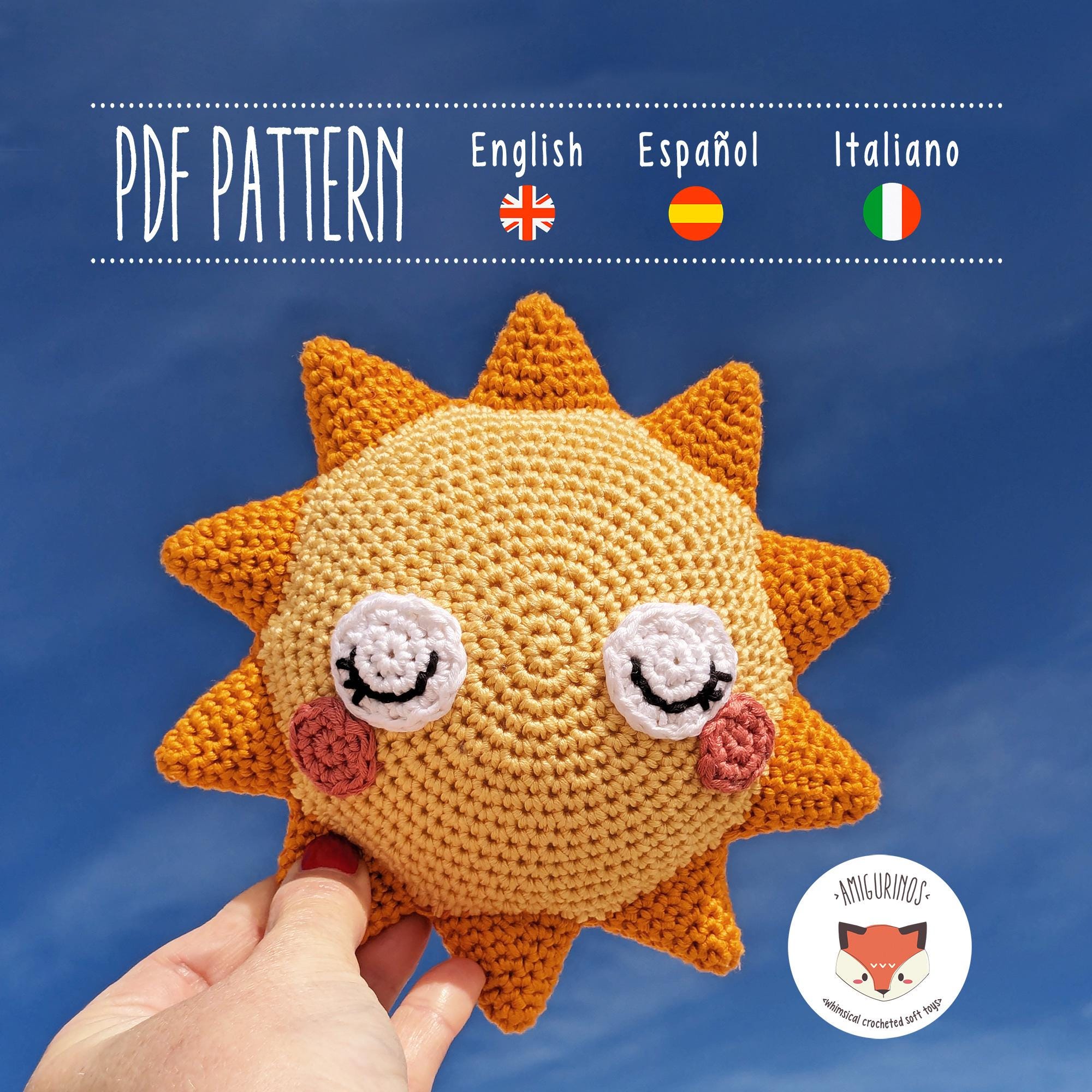 あみぐるみ sanan かぎ針編みのハッピーサンあみぐるみパターン：縫わずに赤ちゃんにも